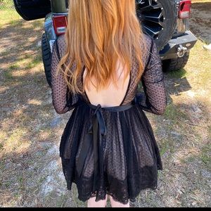 Black mesh dress with light pink undertones